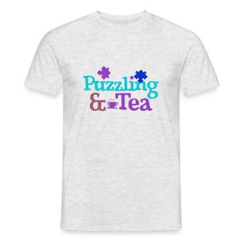 Tea and Puzzling Jigsaw Puzzle Master - Men's T-Shirt - heather grey - Front - AI Model Male 178 dark (178cm)
