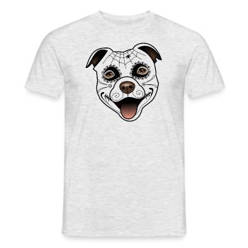 Staffy Lenka - Santa Muerte - T-shirt homme - gris chiné - Devant - AI Model Male 178 dark (178cm)
