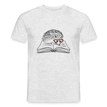 Hedgehogs and Books Literature Forest Animal - Men's T-Shirt - heather grey - Front - AI Model Male 178 dark (178cm)