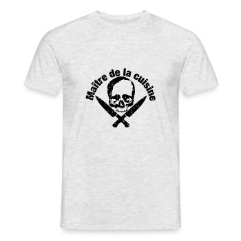 Couteau de crâne de chef | chef cuisinier - T-shirt homme - gris chiné - Devant - AI Model Male 178 dark (178cm)