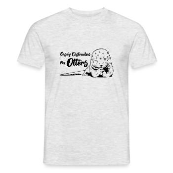 Distrait par de jolies loutres, animaux sauvages - T-shirt homme - gris chiné - Devant - AI Model Male 178 dark (178cm)