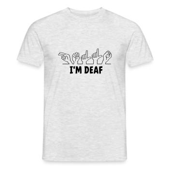Slogan i m deaf. Ich bin taub. Taub, schwerhörig. - Männer T-Shirt - Grau meliert - Vorne - AI Model Male 178 dark (178cm)