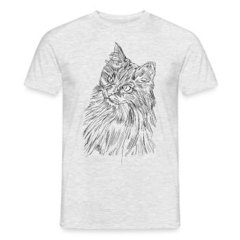 Visage de chat doux - T-shirt homme - gris chiné - Devant - AI Model Male 178 dark (178cm)