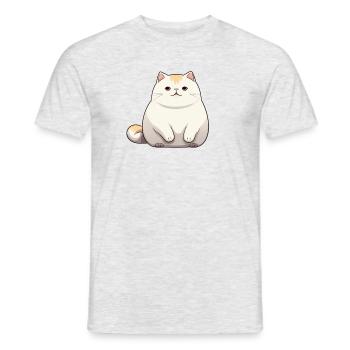 Katze Großer Humor Kawaii Comic Zeichnung Manga Zeichnung - Männer T-Shirt - Grau meliert - Vorne - AI Model Male 178 dark (178cm)