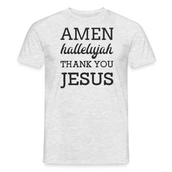 Amen Jesus - T-shirt homme - gris chiné - Devant - AI Model Male 178 dark (178cm)