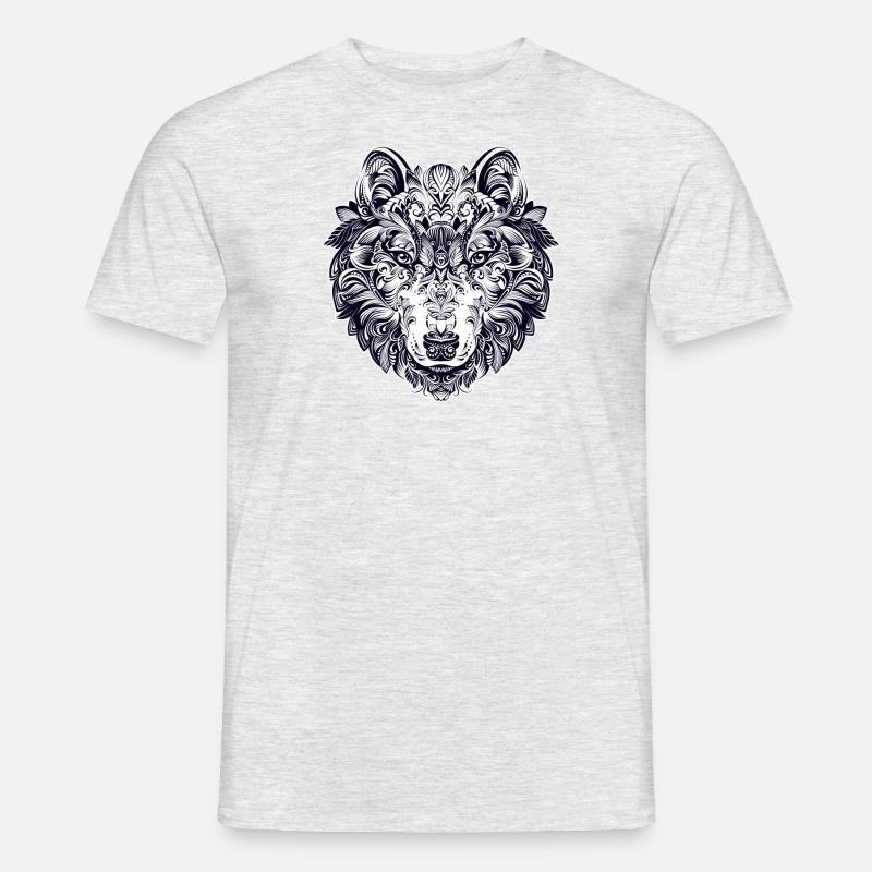 Wolf Design - Männer T-Shirt - Grau meliert