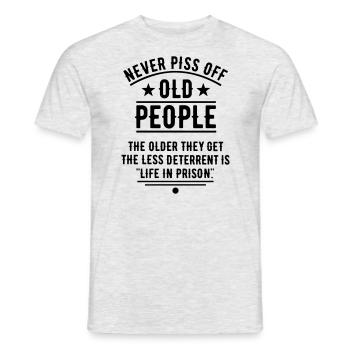 Never Piss Off Old People / Farbwechsel Rente - Männer T-Shirt - Grau meliert - Vorne - AI Model Male 178 dark (178cm)