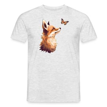 Fox with butterfly - Men's T-Shirt - heather grey - Front - AI Model Male 178 dark (178cm)