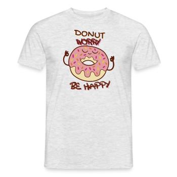 Donut Worry Soyez heureux avec Cool Happy Donut - T-shirt homme - gris chiné - Devant - AI Model Male 178 dark (178cm)