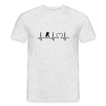 EKG Kurve - Herzkurve - Puls - Eishockey - Männer T-Shirt - Grau meliert - Vorne - AI Model Male 178 dark (178cm)
