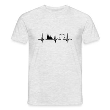 Heart Curve Cologne - Voyage - Cathédrale de Cologne - T-shirt homme - gris chiné - Devant - AI Model Male 178 dark (178cm)