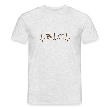 Heart Curve - Café - ECG - Pouls - Tasse à café - T-shirt homme - gris chiné - Devant - AI Model Male 178 dark (178cm)