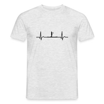 Courbe ECG - Courbe cardiaque - SUP - Stand up Paddle - T-shirt homme - gris chiné - Devant - AI Model Male 178 dark (178cm)