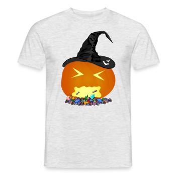 Halloween - zu viel süßes (sonst gibts saures) - Männer T-Shirt - Grau meliert - Vorne - AI Model Male 178 dark (178cm)