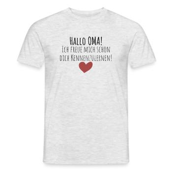 Hallo Oma! Ich freue mich dich kennenzulernen! - Männer T-Shirt - Grau meliert - Vorne - AI Model Male 178 dark (178cm)