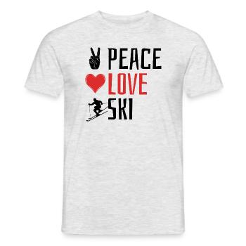 Peace Love Ski, Apres Ski, Wintersport, Skiurlaub - Männer T-Shirt - Grau meliert - Vorne - AI Model Male 178 dark (178cm)