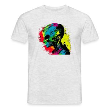 Cool Retro Futuristic Alien - Rainbow - Men's T-Shirt - heather grey - Front - AI Model Male 178 dark (178cm)