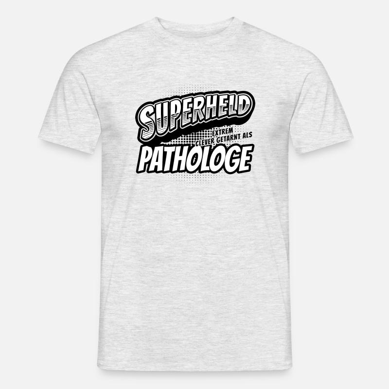 Superheld, clever getarnt als Pathologe - Männer T-Shirt - Grau meliert