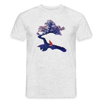 Renard Arbre Nature Faune Aventure Vie Terre - T-shirt homme - gris chiné - Devant - AI Model Male 178 dark (178cm)