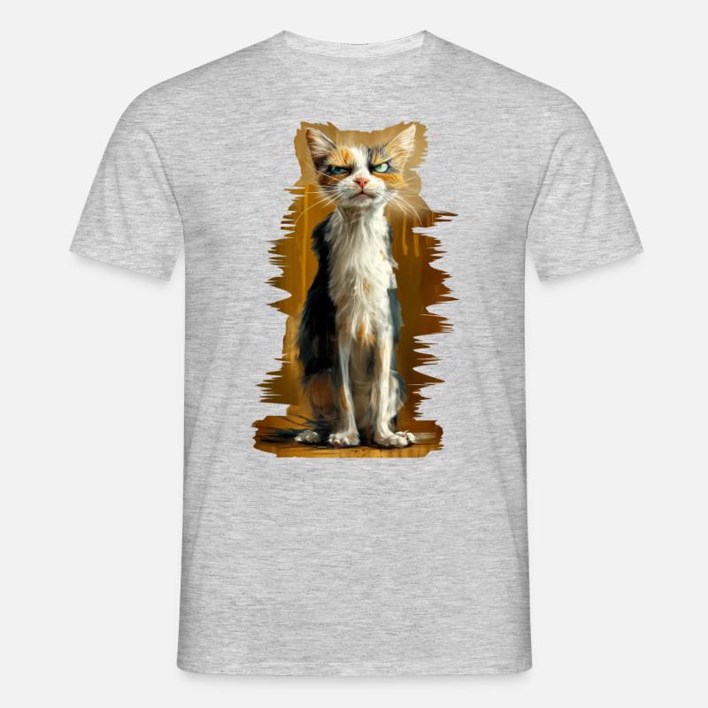 Crumpy Cat - Männer T-Shirt - Grau meliert