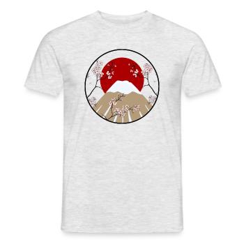 Mount Fuji mit Kirschblütenzweigen - Männer T-Shirt - Grau meliert - Vorne - AI Model Male 178 dark (178cm)