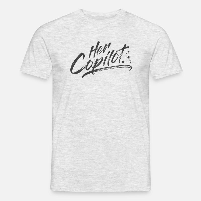 Her Copilot - Männer T-Shirt - Grau meliert