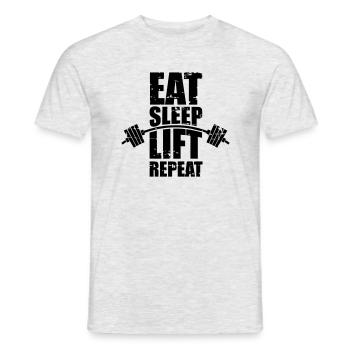 Eat sleep lift - Men's T-Shirt - heather grey - Front - AI Model Male 178 dark (178cm)