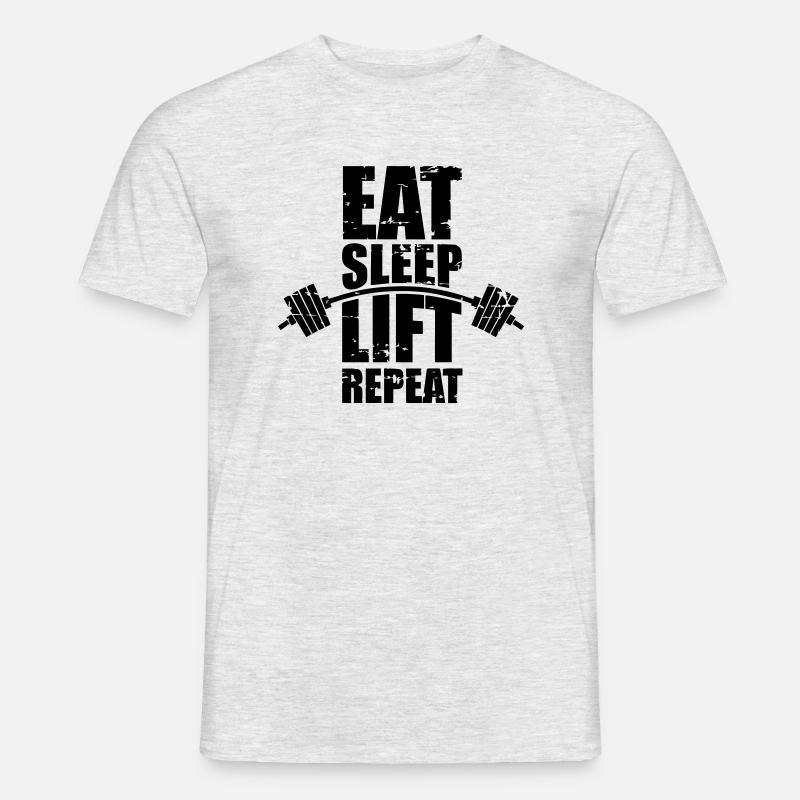Essen Schlaf Lift - Männer T-Shirt - Grau meliert