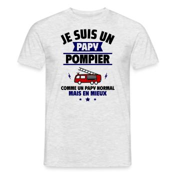 Papy pompier plus cool, fête des grands-pères - T-shirt homme - gris chiné - Devant - AI Model Male 178 dark (178cm)