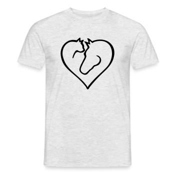 Cœur de chat avec cheval - changement de couleur - T-shirt homme - gris chiné - Devant - AI Model Male 178 dark (178cm)