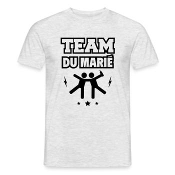Team du marié,, enterrement de vie de garçon,EVG - T-shirt homme - gris chiné - Devant - AI Model Male 178 dark (178cm)