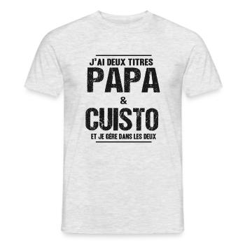 Cadeau papa cuisinier père cuisto - T-shirt homme - gris chiné - Devant - AI Model Male 178 dark (178cm)
