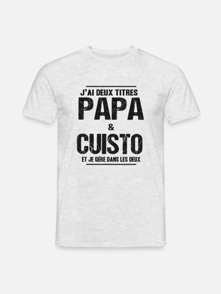 Cadeau papa cuisinier père cuisto - T-shirt homme - gris chiné