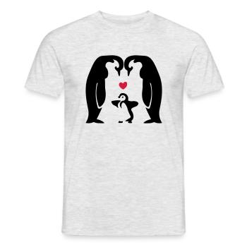 Geschenkidee Pinguinfamilie - Pinguine mit Baby - Männer T-Shirt - Grau meliert - Vorne - AI Model Male 178 dark (178cm)