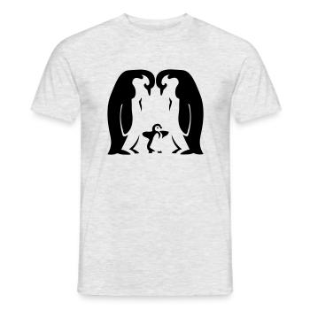 Penguin Family / Pinguin Familie - Eltern - Männer T-Shirt - Grau meliert - Vorne - AI Model Male 178 dark (178cm)