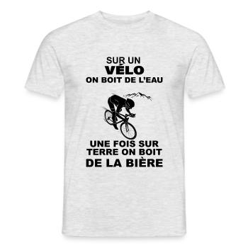 Cycliste passion eau et apéro cadeau vélo - T-shirt homme - gris chiné - Devant - AI Model Male 178 dark (178cm)