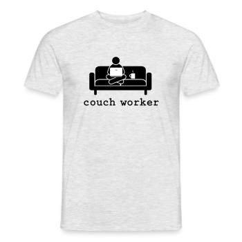 couch worker in Deinen zwei Wunschfarben - Männer T-Shirt - Grau meliert - Vorne - AI Model Male 178 dark (178cm)