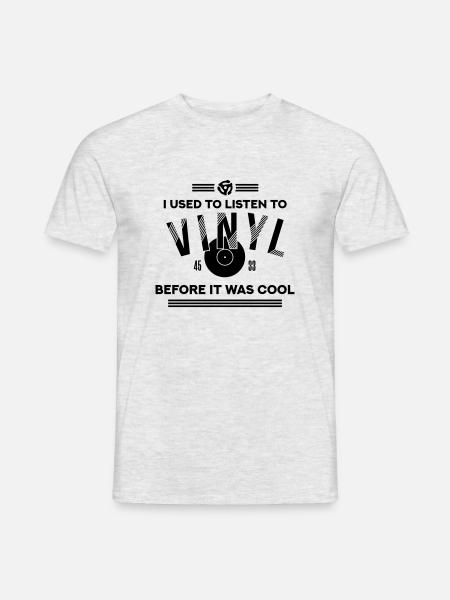 Cool People Listen to Vinyl - Männer T-Shirt - Grau meliert