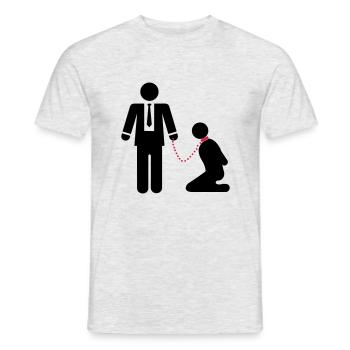Er fuehrt ihn - Männer T-Shirt - Grau meliert - Vorne - AI Model Male 178 dark (178cm)