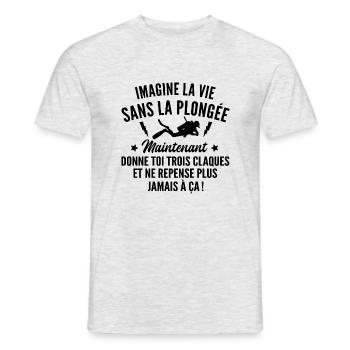 imagine la vie sans la plongée / humour plongée - T-shirt homme - gris chiné - Devant - AI Model Male 178 dark (178cm)