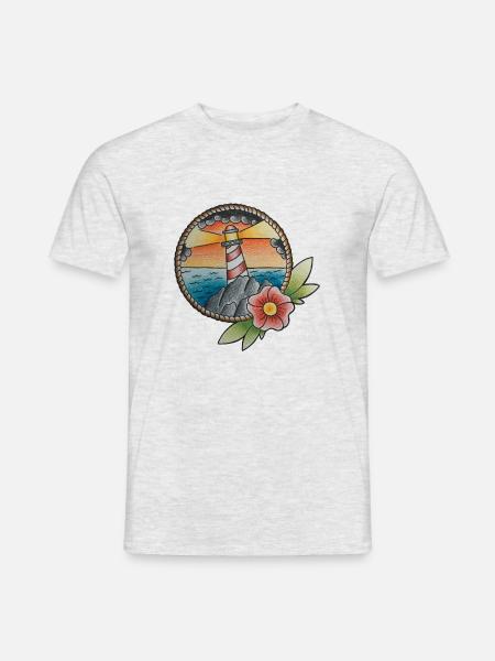 Traditional Tattoo Lighthouse - Men's T-Shirt - heather grey
