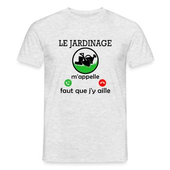le jardinage m appelle / humour jardinière - T-shirt homme - gris chiné - Devant - AI Model Male 178 dark (178cm)