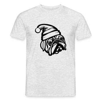 Bulldog Bulldogs Christmas Dog Vector - Men's T-Shirt - heather grey - Front - AI Model Male 178 dark (178cm)