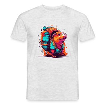 Mole rat fully on the move with backpack - Men's T-Shirt - heather grey - Front - AI Model Male 178 dark (178cm)