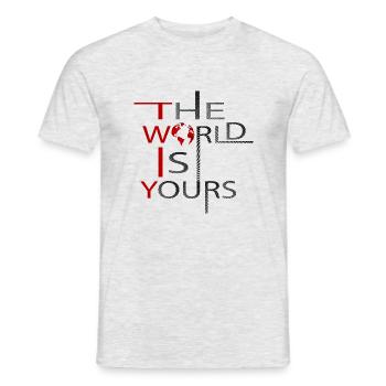 Die Welt gehört dir - Männer T-Shirt - Grau meliert - Vorne - AI Model Male 178 dark (178cm)