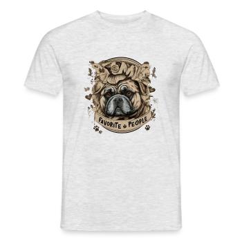 Personnes préférées - Bulldog Love - T-shirt homme - gris chiné - Devant - AI Model Male 178 dark (178cm)