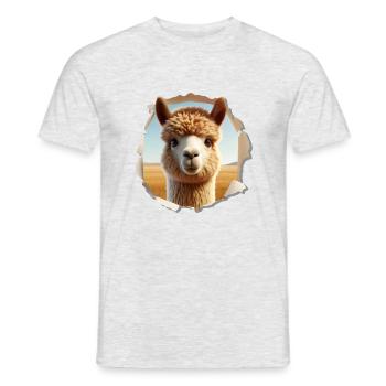 Alpaca Head in Hole 1 - Men's T-Shirt - heather grey - Front - AI Model Male 178 dark (178cm)