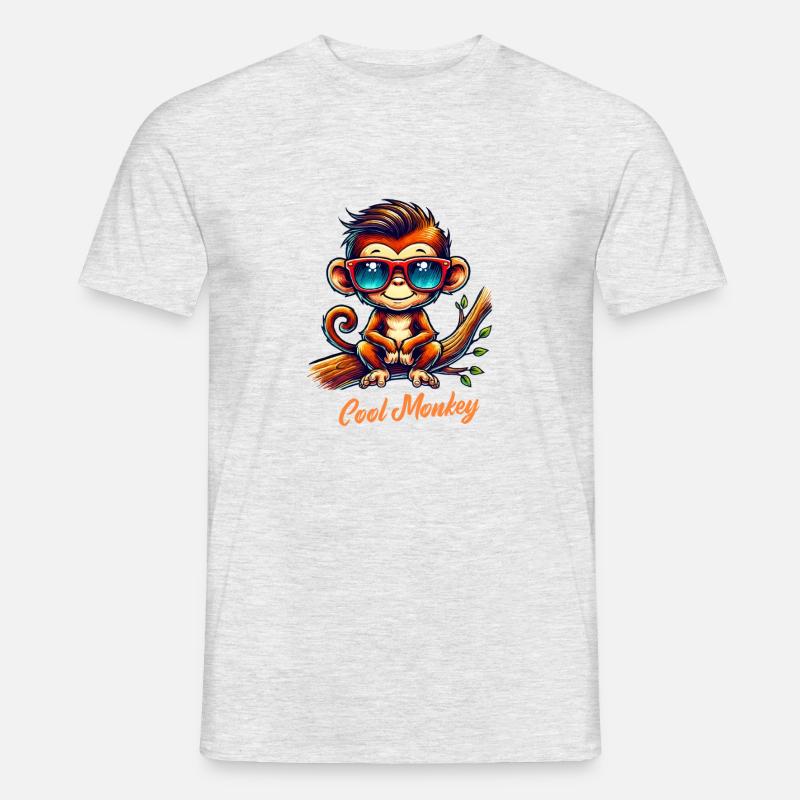 affe sonnenbrille comic - Männer T-Shirt - Grau meliert