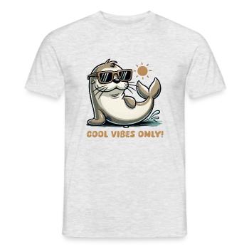 seehund sonnenbrille comic - Männer T-Shirt - Grau meliert - Vorne - AI Model Male 178 dark (178cm)