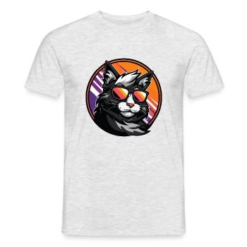 Katze Comic Cool - Männer T-Shirt - Grau meliert - Vorne - AI Model Male 178 dark (178cm)